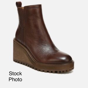 Brown Leather Wedge Ankle Boots